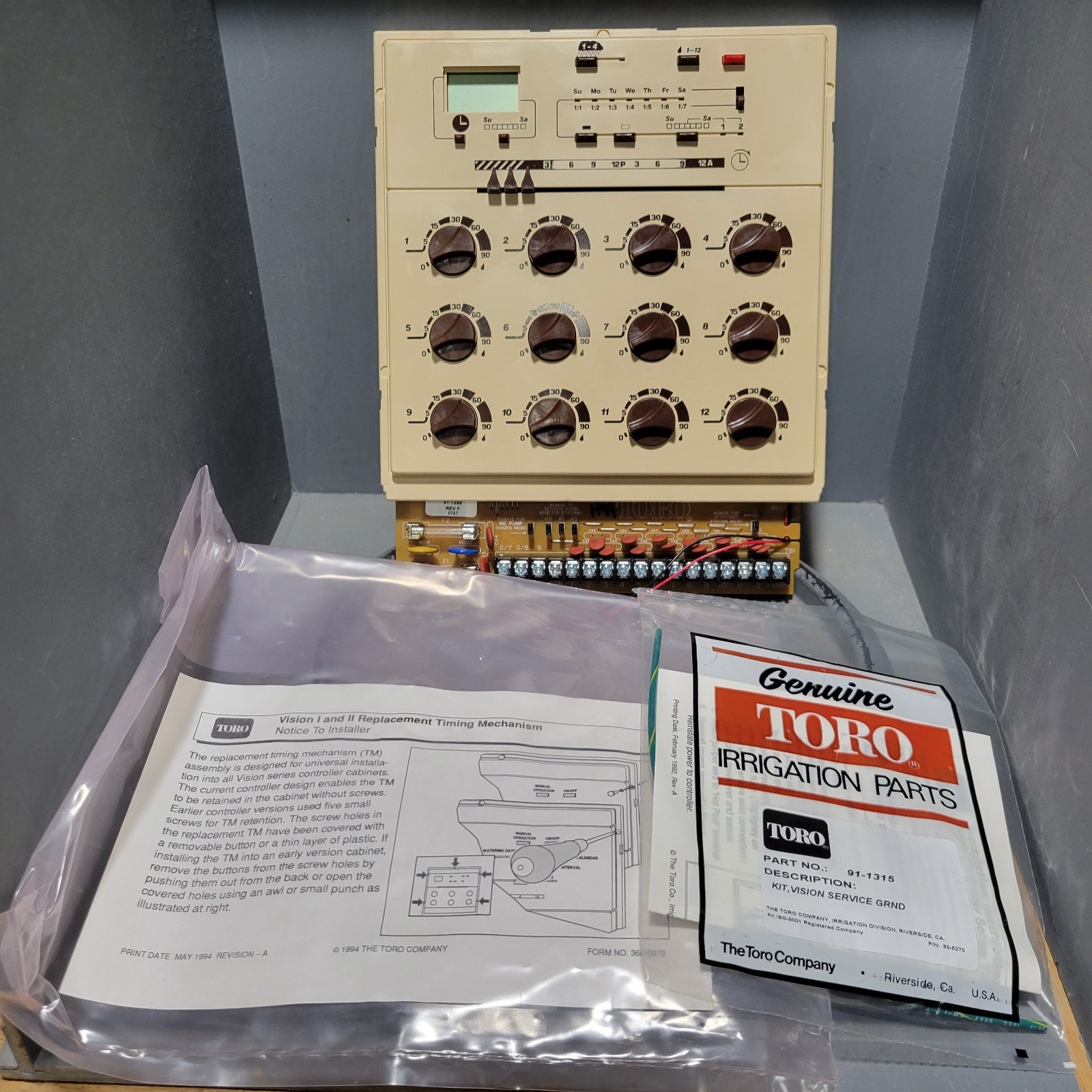 Toro Irrigation Water Timer Panel, PCB 91-1294 REV B, 91-1399, 91-1360 REV F
