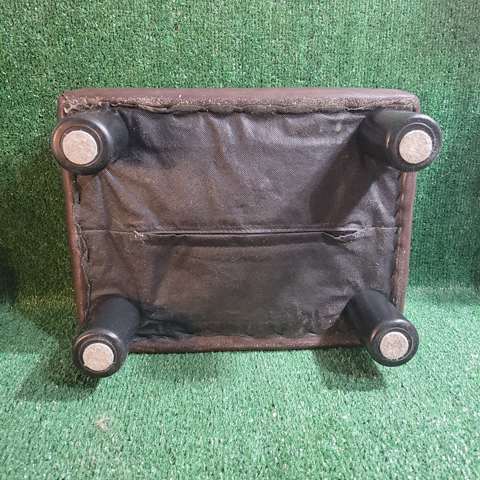 Ottoman Foot Stool Small w/Legs Under Desk Dark Brown 15.5 x 12 x 9.5 Waterproof