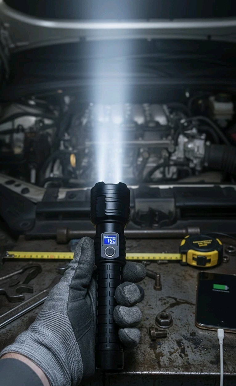 High Power LED Tactical Flashlight - USB-C & Power Bank Snap Zoom Flash Torch