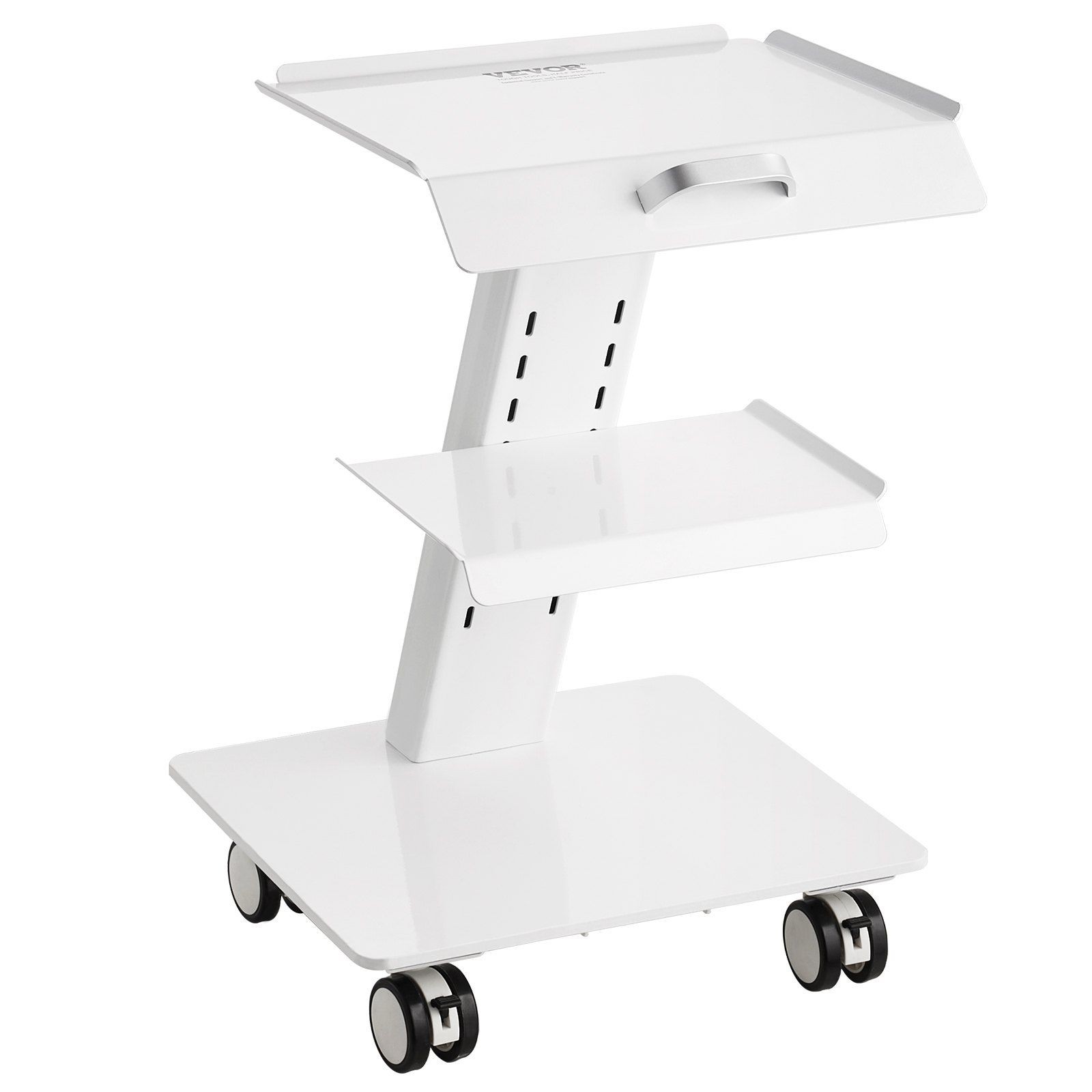 VEVOR Lab Trolley, 3-Layer Rolling Lab Cart, Metal Mobile Trolley with Swivel Wh