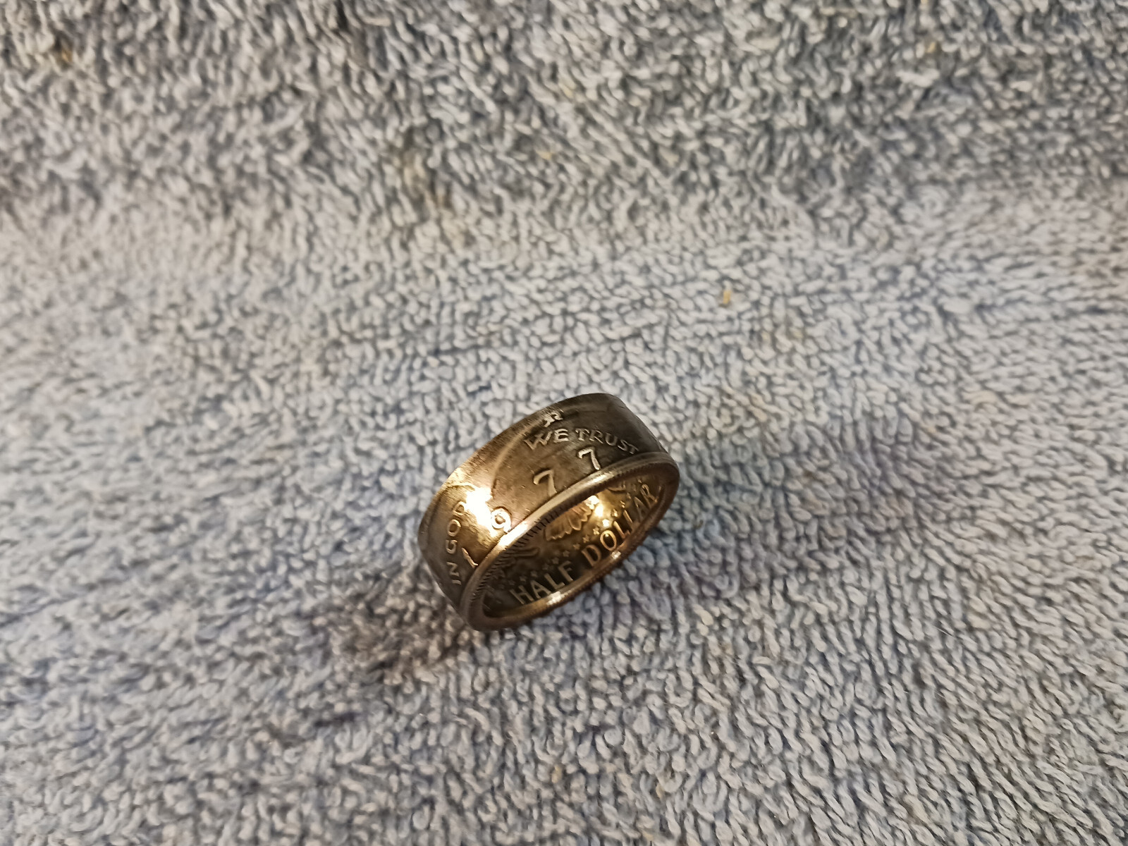 1977 Kennedy Half Dollars  size 12   coin ring  handmade mixed metals (B)