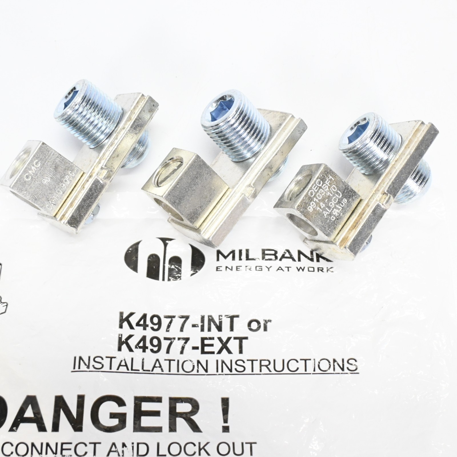 3pcs Milbank K4977-INT Tap Connector-Internal Hex Set Screw 12-1/0 AWG Aluminum