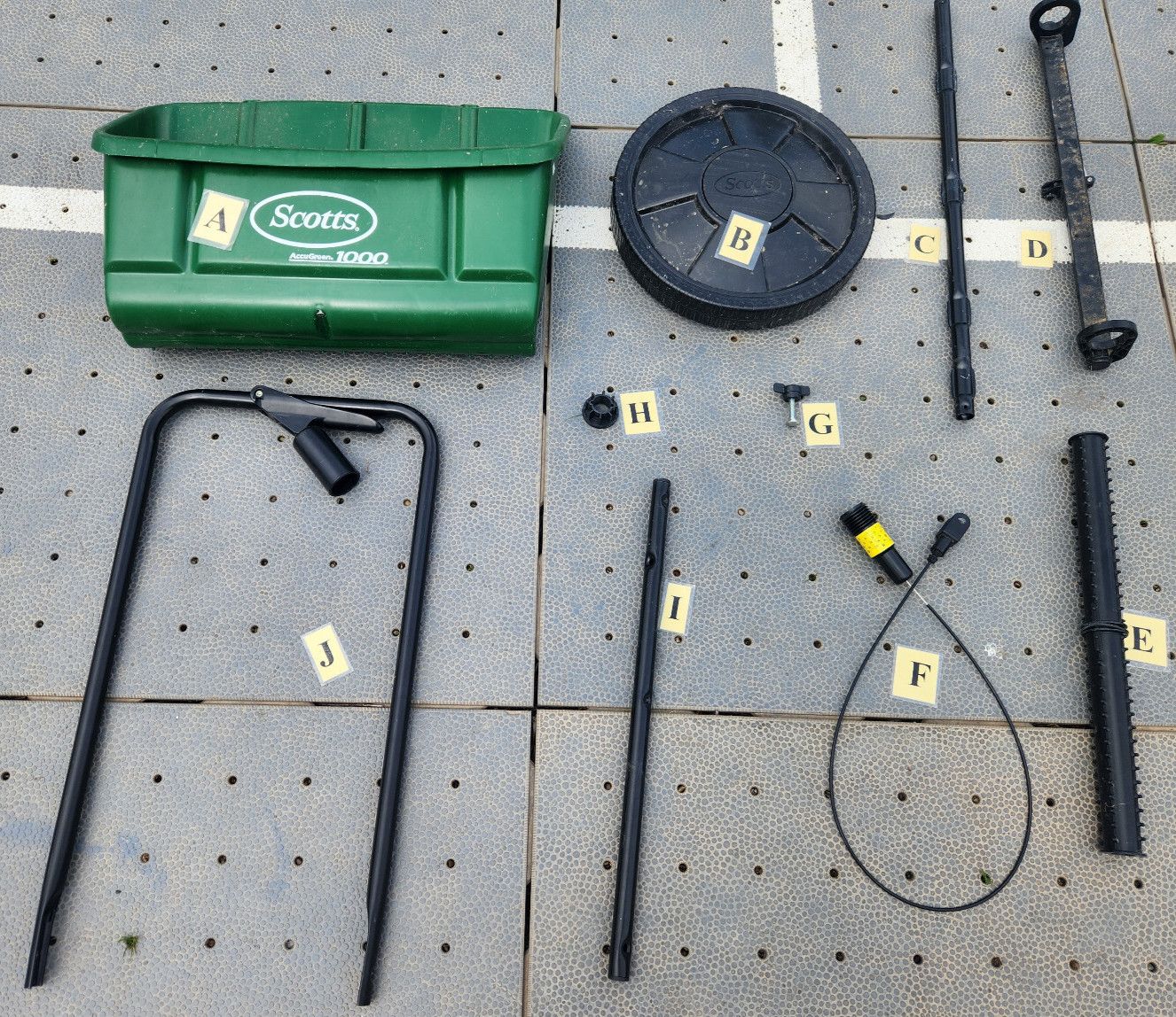 Replacement parts for Scotts AccuGreen 1000 Classic Drop Spreader (L)
