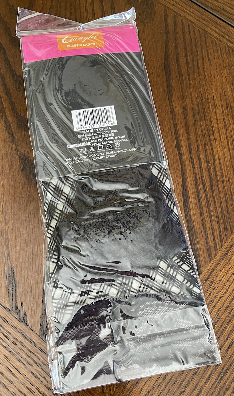 Lace Leggings Triple Patterned Fishnet Hosiery Regular Size Black