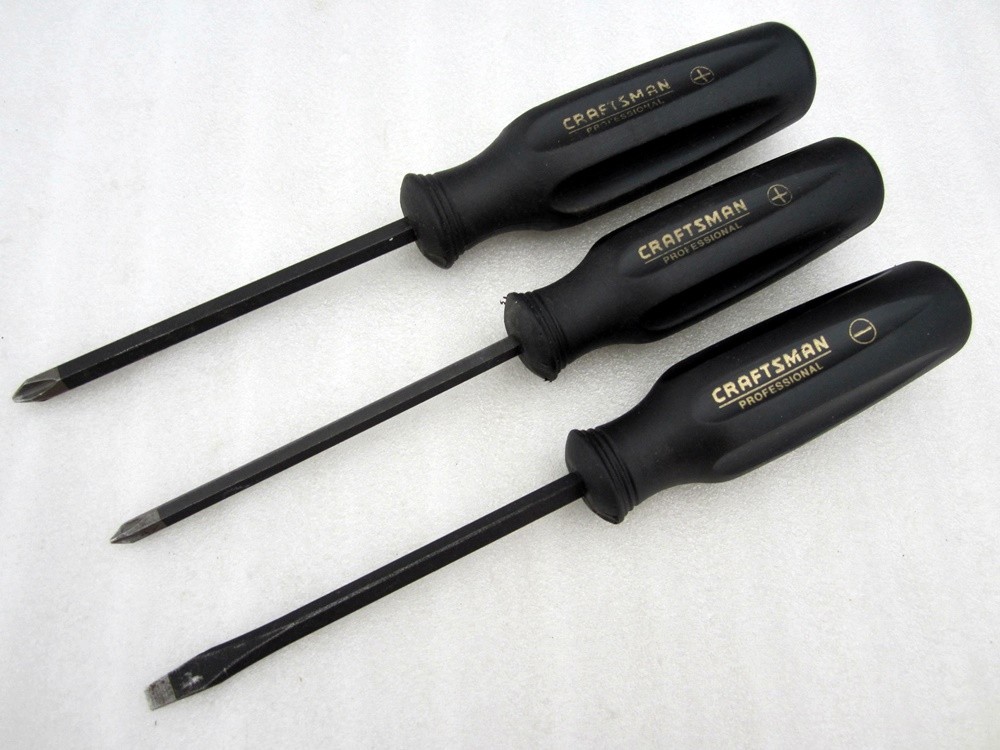 Vintage Craftsman 3pc Professional Slotted & Phillips Screwdrivers WF USA
