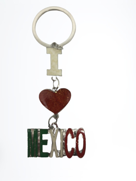 LLAVERO I LOVE MEXICO ACERO INOXIDABLE TRICOLOR CON COLORES BRILLANTES