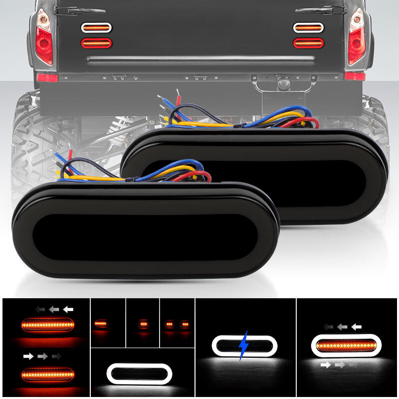 2x LED Truck Trailer Turn Tail Brake Lights Flowing DRL Stop Reverse Lamp Oval