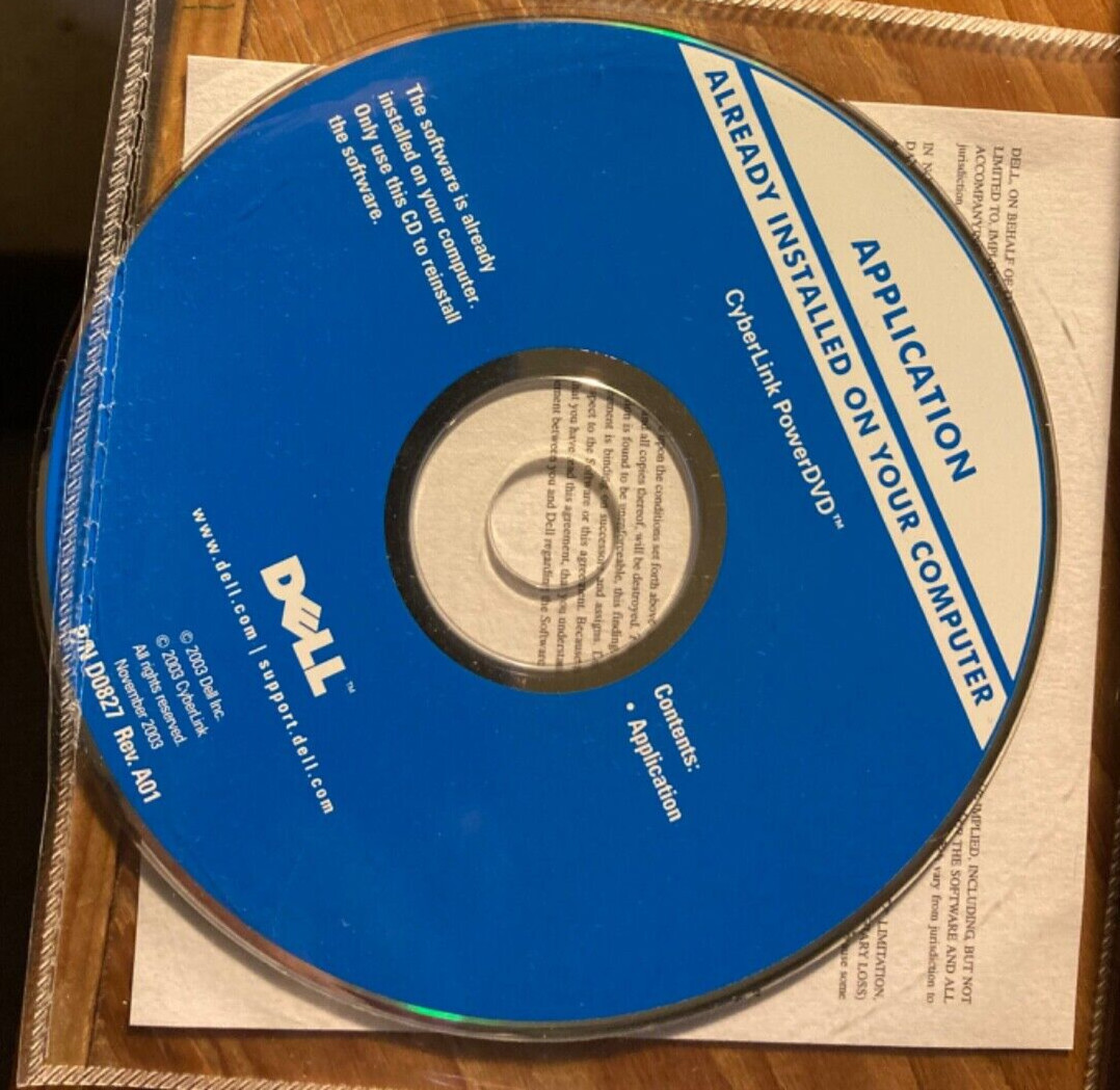 DELL Reinstall disc for cyberlink powerDVD software  2003