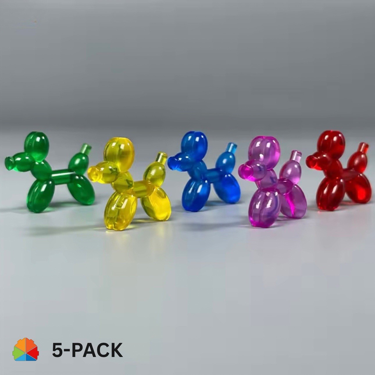 🔵 Balloon Dog Building Blocks 5 Pack Transparent MOC Brick Compatible Parts Toy