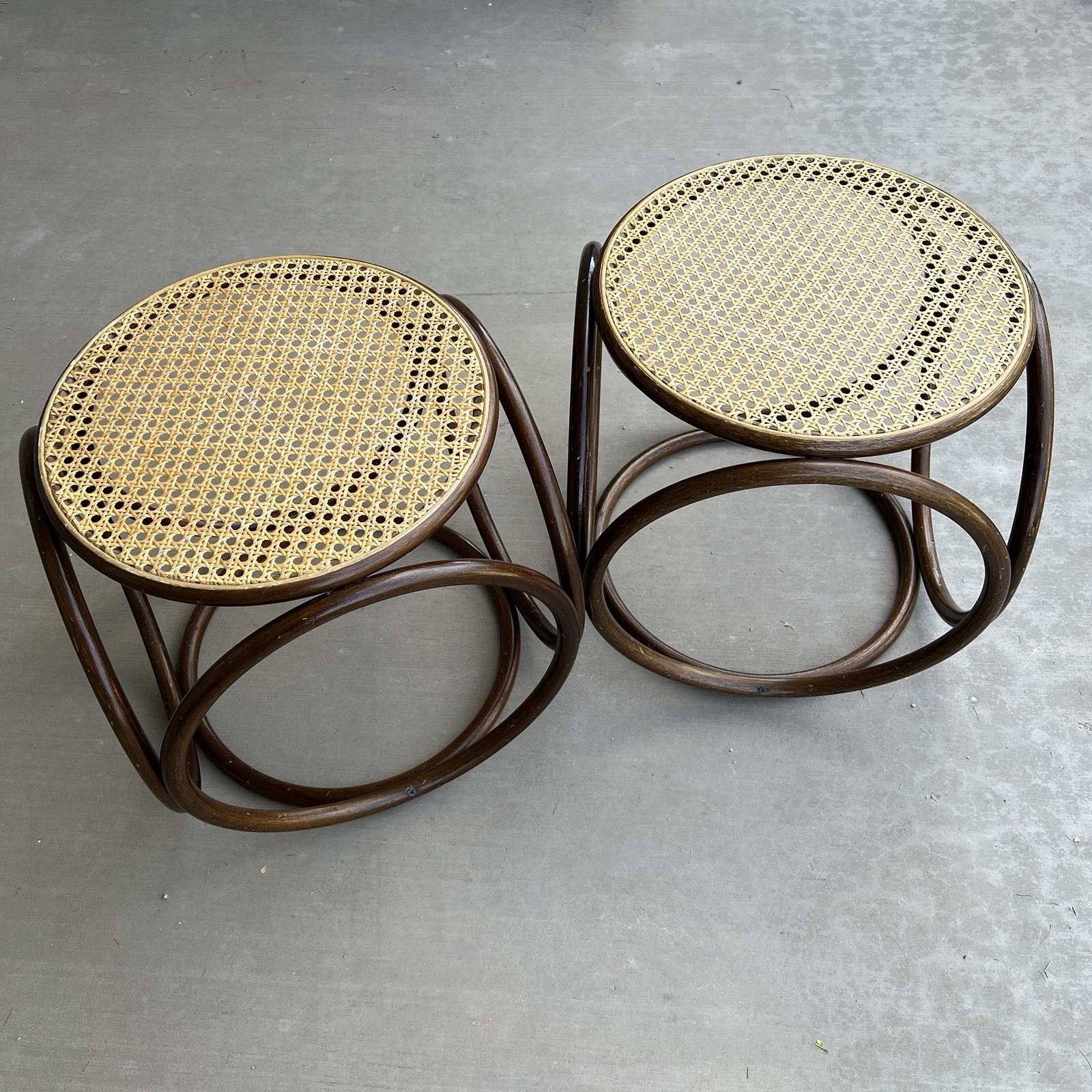 1960 Vintage Mid Century Modern Thonet Bentwood Cane Plant Stand/Stool 16 x16x16