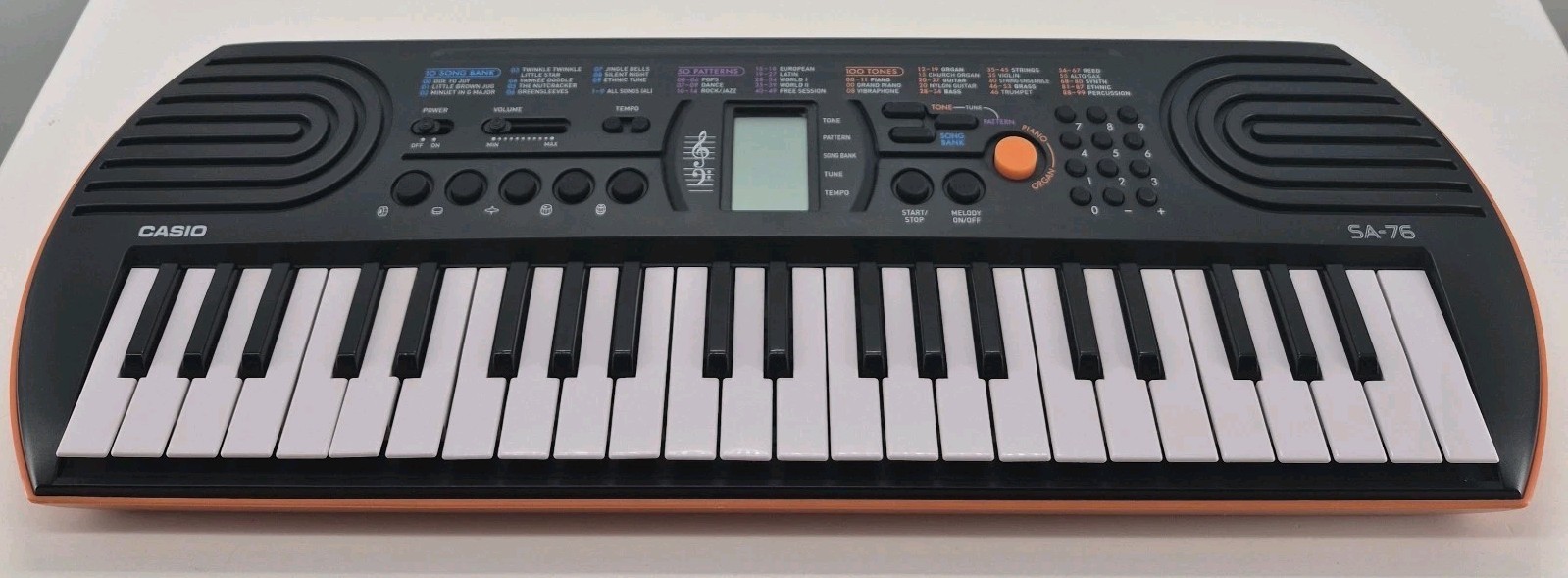 Casio SA-76 44-Key Electronic Keyboard Black Orange Working Portable Piano
