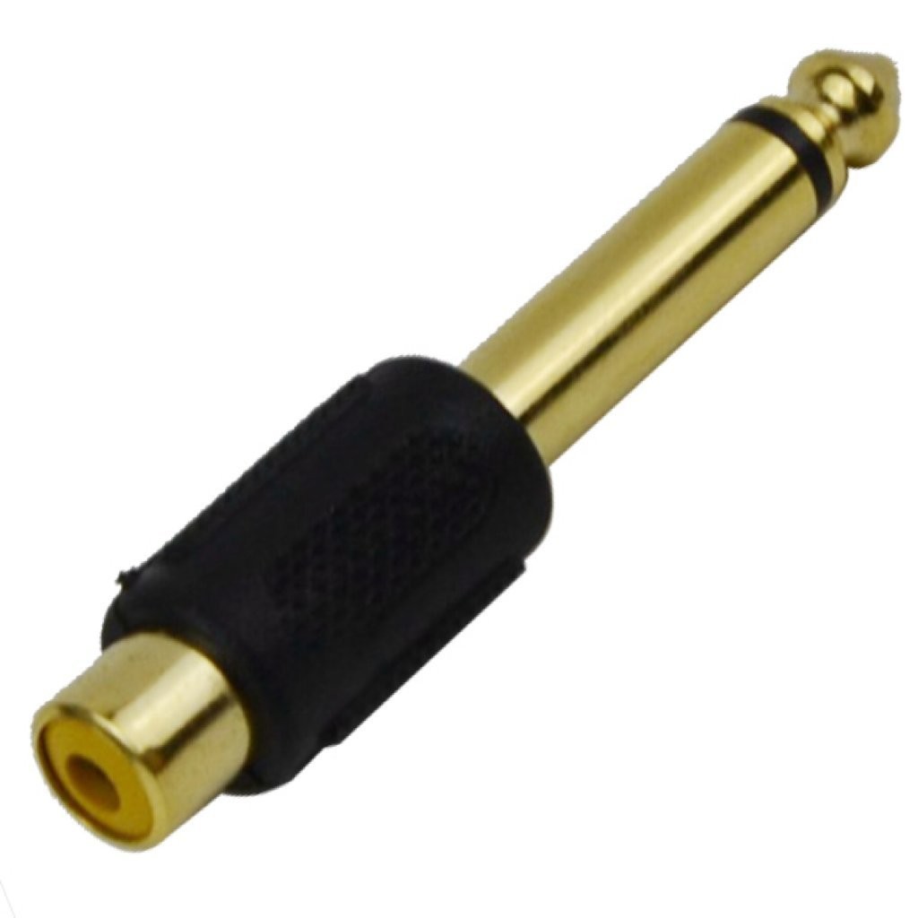 CESS 6.35mm 1/4 Inch TS #620: Mono Male to RCA Female,10-Pack, Gold