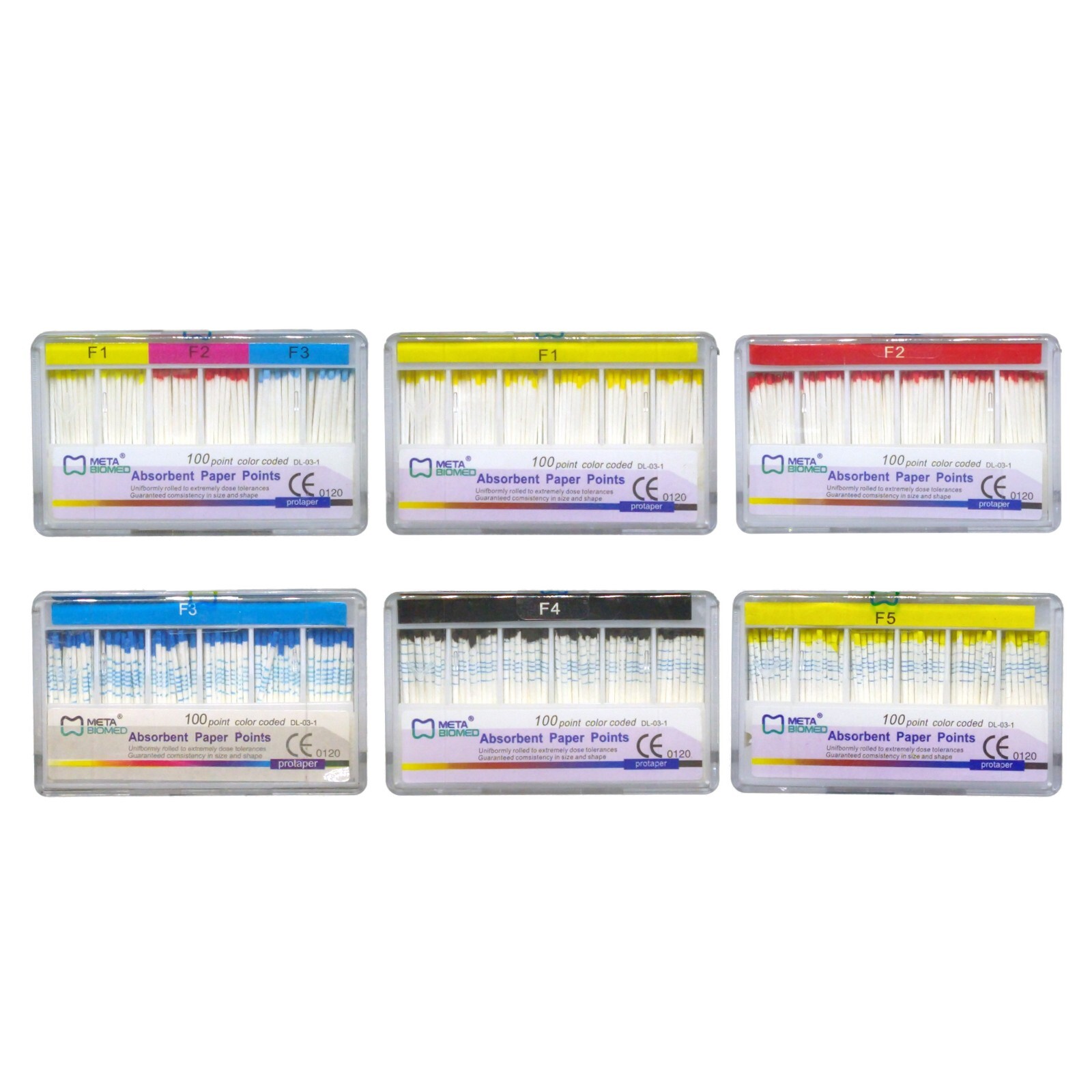 Meta Biomed Dental Paper Points F1, F2, F3, F4, F5 Taper 100/Pk Endodontic