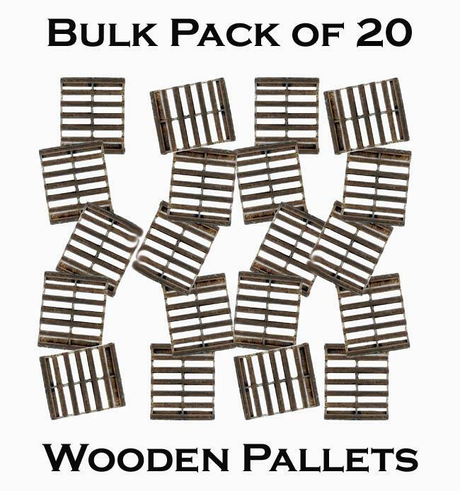 Pallets BULK PACK of 20...Lots and Lots of Wood Pallets HO scale unpainted 1/87