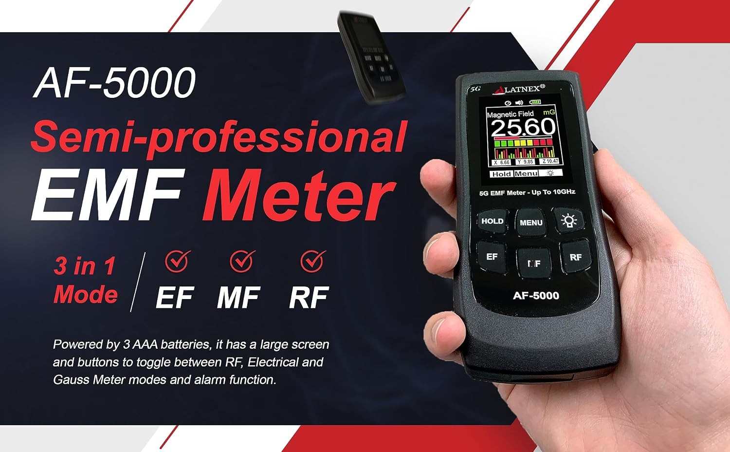 LATNEX AF-5000 5G EMF Meter RF Detector with Certificate
