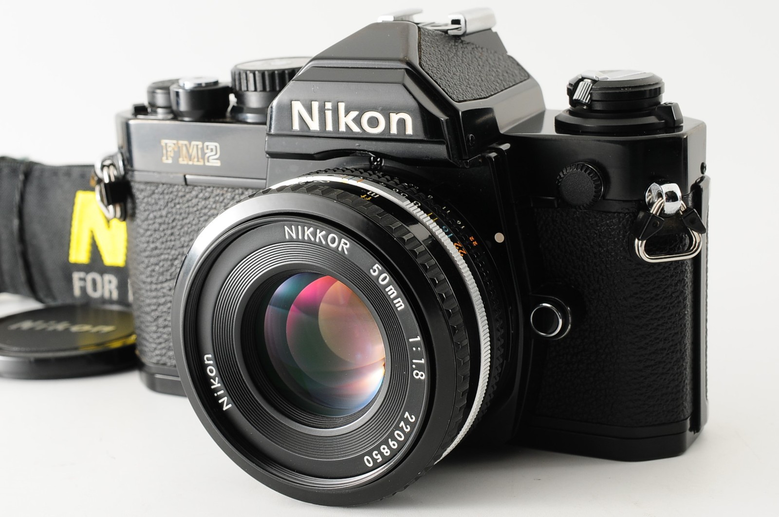 Near MINT Nikon New FM2 FM2N Black Late Ai-s 50mm f/1.8 Pro strap Lens JAPAN