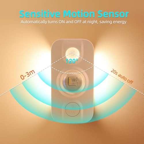 Motion Sensor Step Light with 7 Colors, USB Rechargeable, Dimmable Warm White