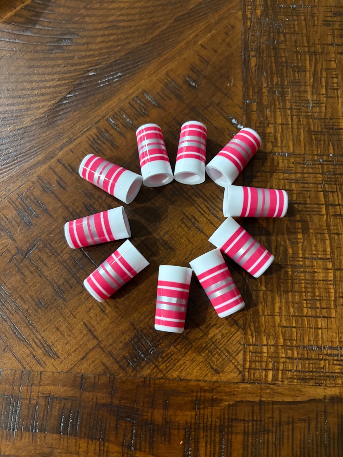 Custom ferrules white w pink / chrome rings .355 x 1.185" 10 pack
