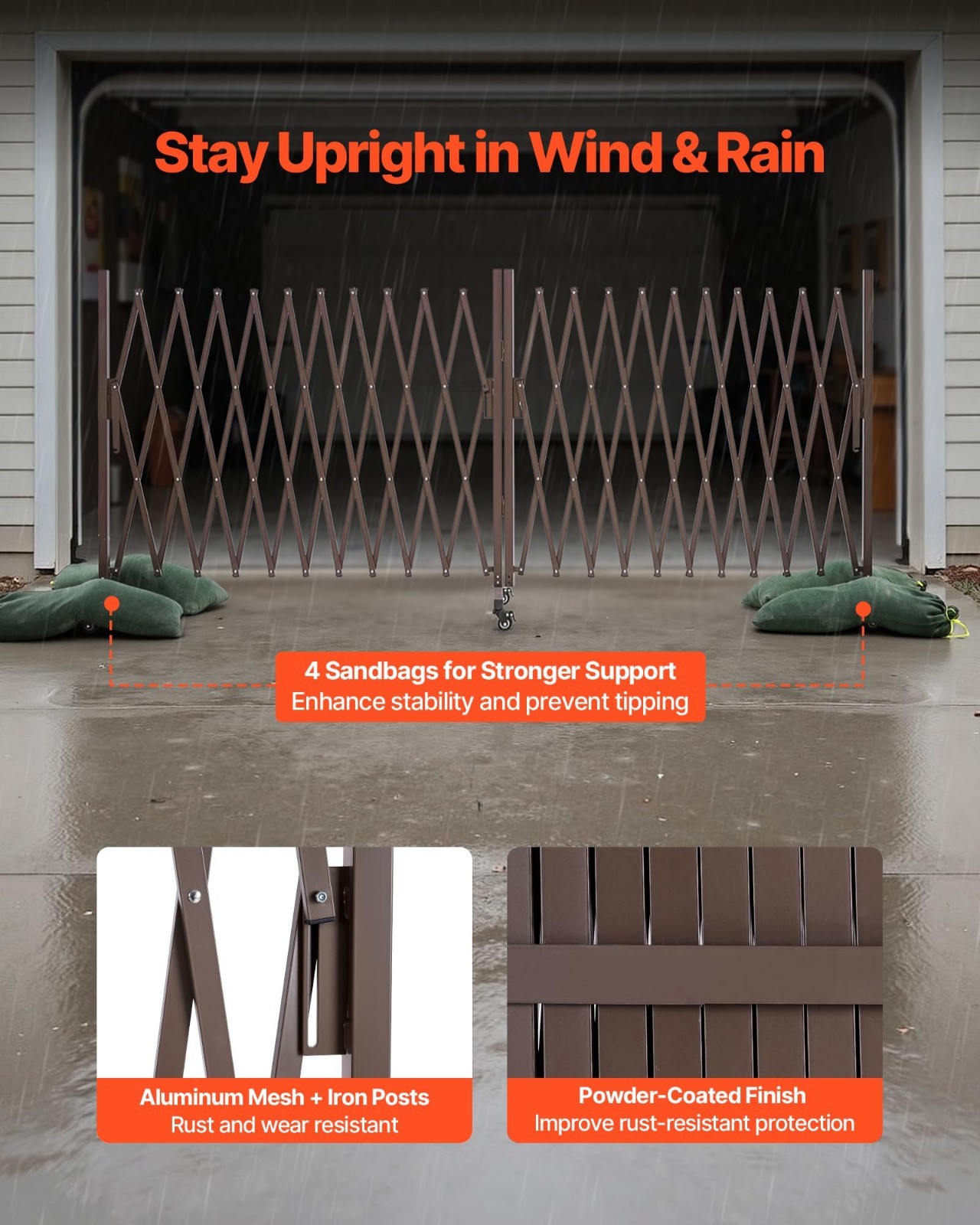 Expandable Safety Barrier 27FT, Rotatable Mobile Barricade with Locking Casters,