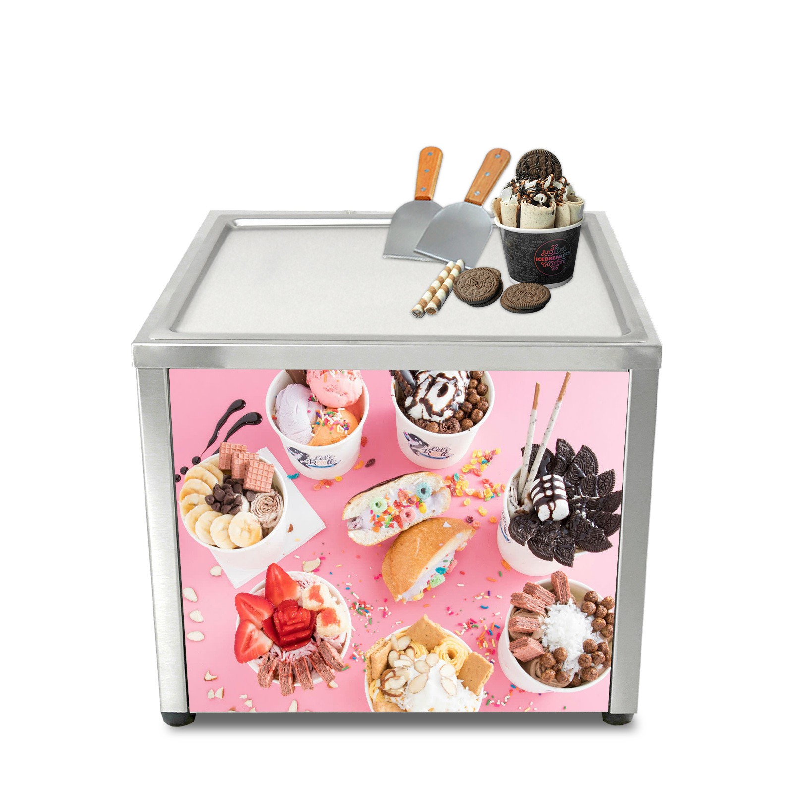 Kolice Desktop 18"x18" Square Pan Stir-Fried Ice Cream Machine Ice Cream Rolls