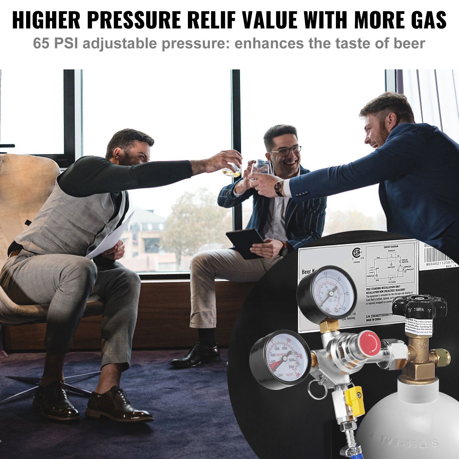 Double Gauge CO2 Regulator 0-60PSI for Draft Beer