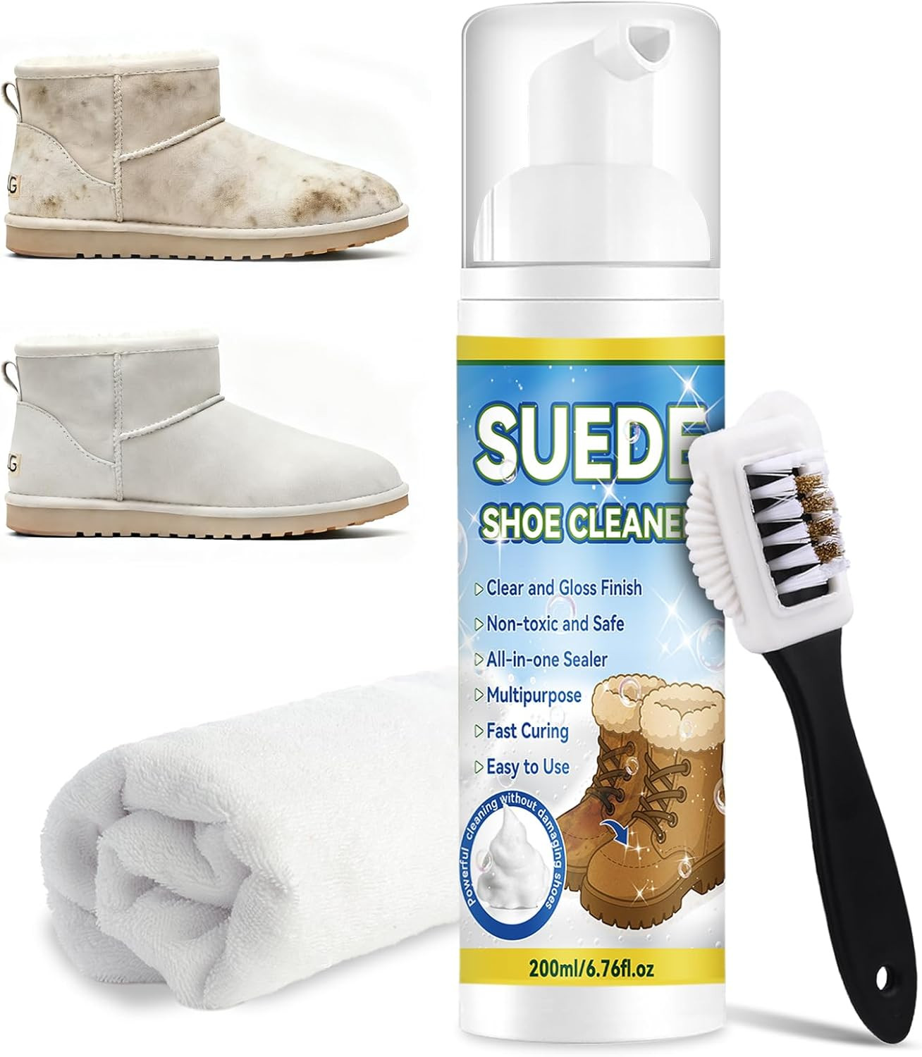 Suede Shoe Cleaner Kit, 6.76 Oz Nubuck & Suede Shoe Cleaning Kit, Sneaker Cleane