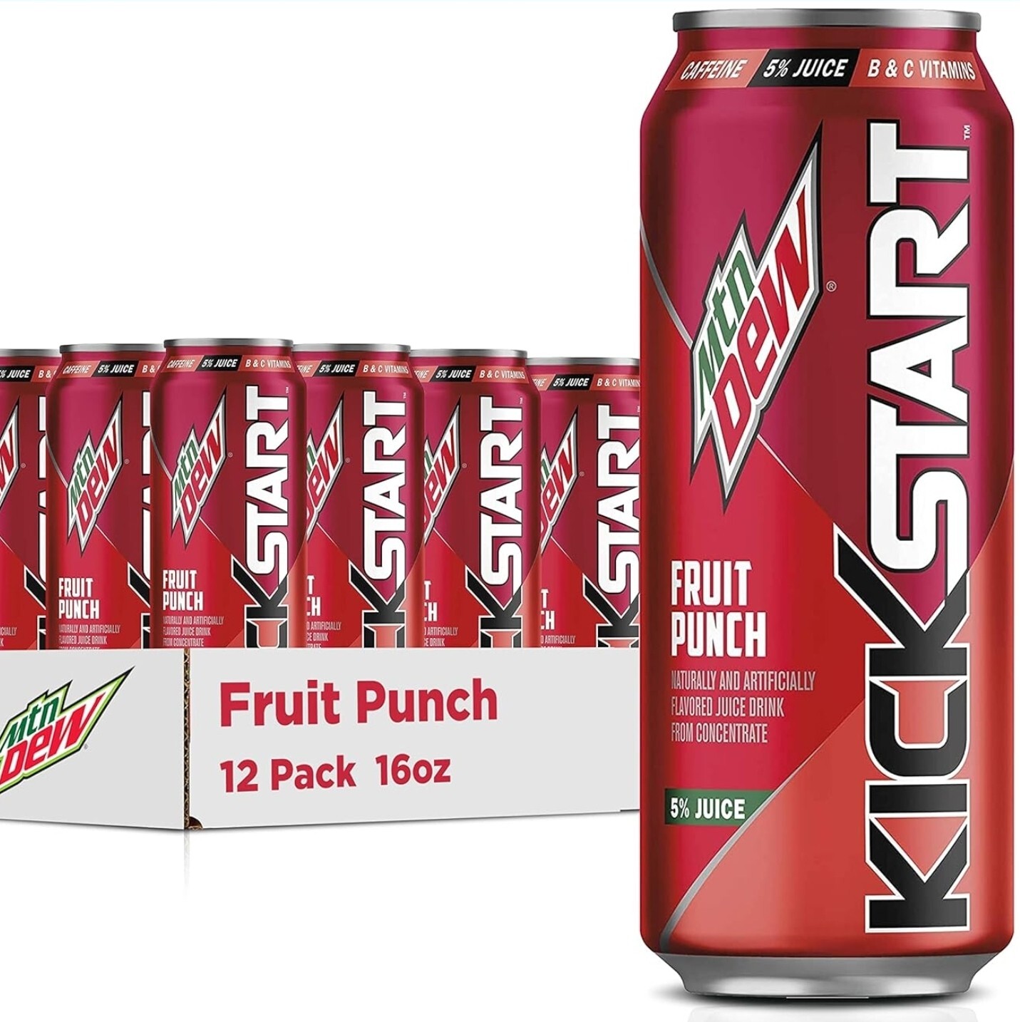 Mountain Dew Kickstart Fruit Punch 16 Fl Oz (12 Count)