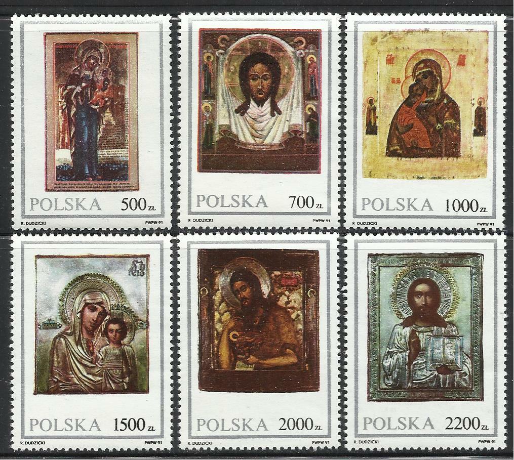 Poland - 1991 6v. MNH Religious Icons Paintings Art