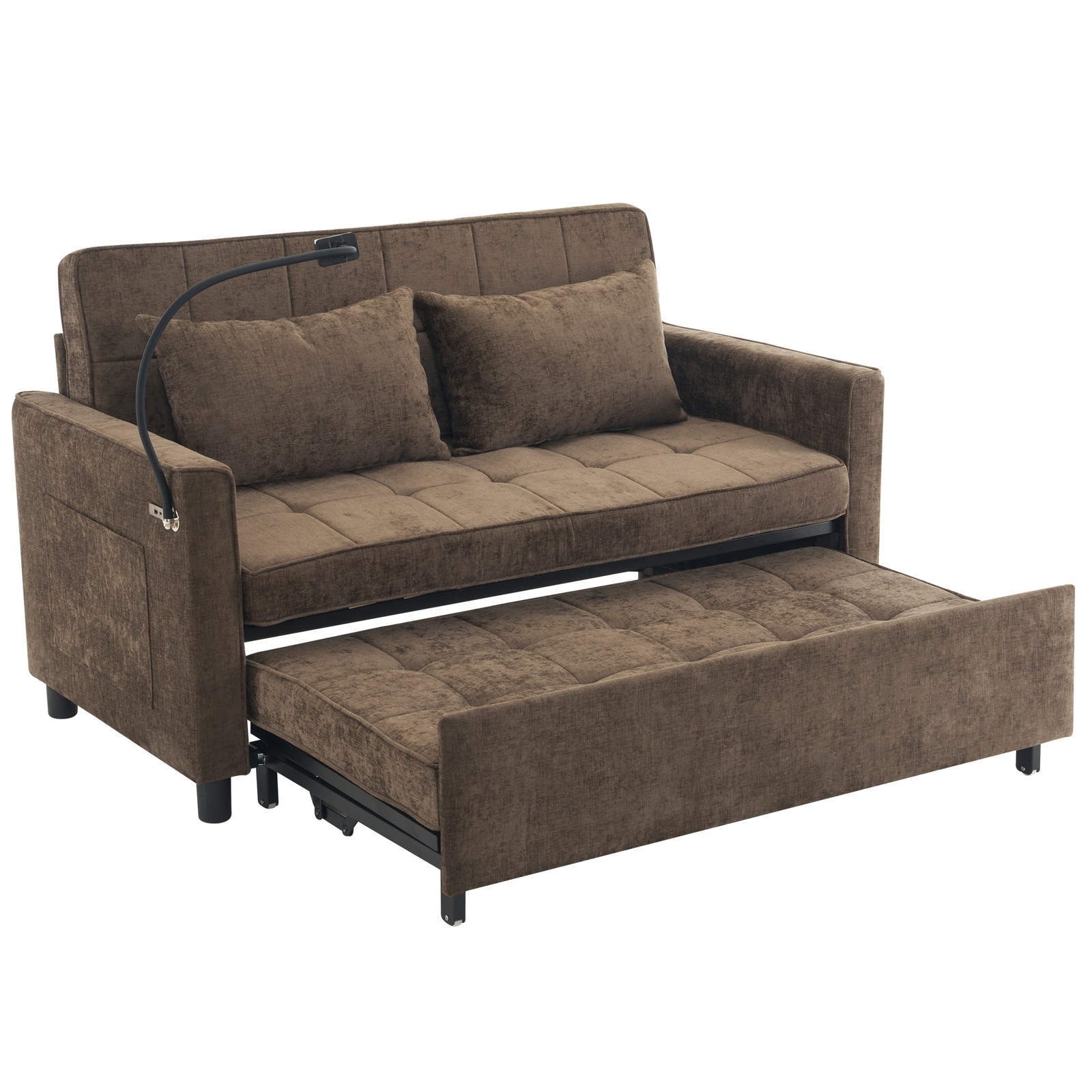 56.9" Loveseat Sofa Pull-out Sofa Bed Sleeper Sofa with a Reversible Backrest