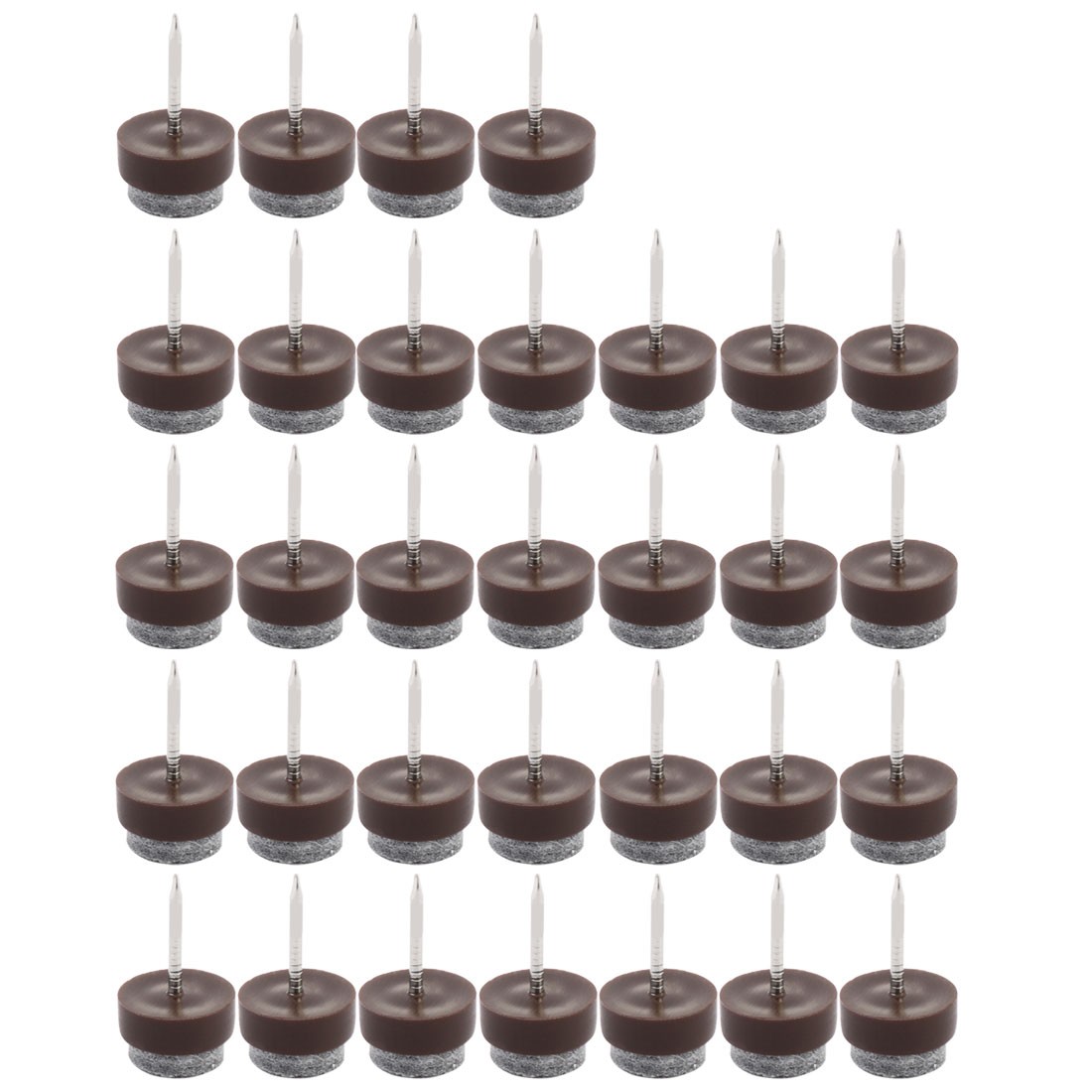 Furniture Feet Floor Guard Felt Pad Nails Dark Brown 13mm Diameter 32pcs