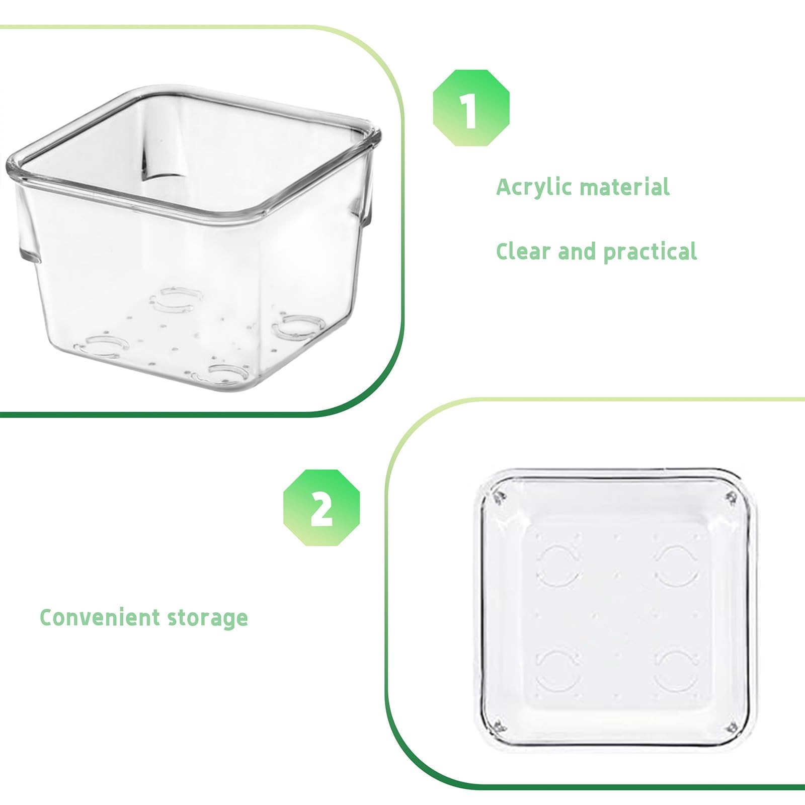 8 PCS Stackable Clear Drawer Organizers 3" x 3" x 2" Square Trays Small Makeu...