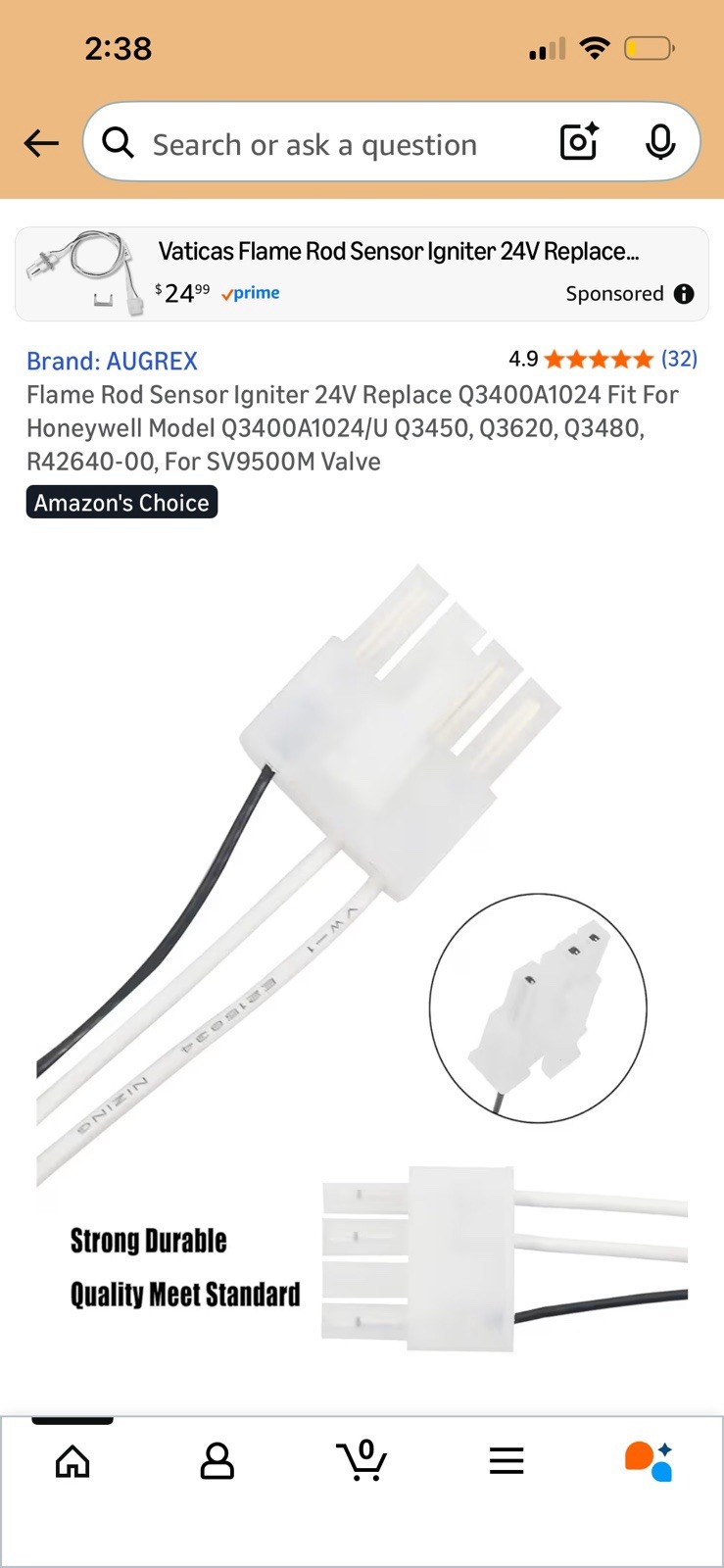 Flame Rod Sensor Igniter 24V for Honeywell Q3400A