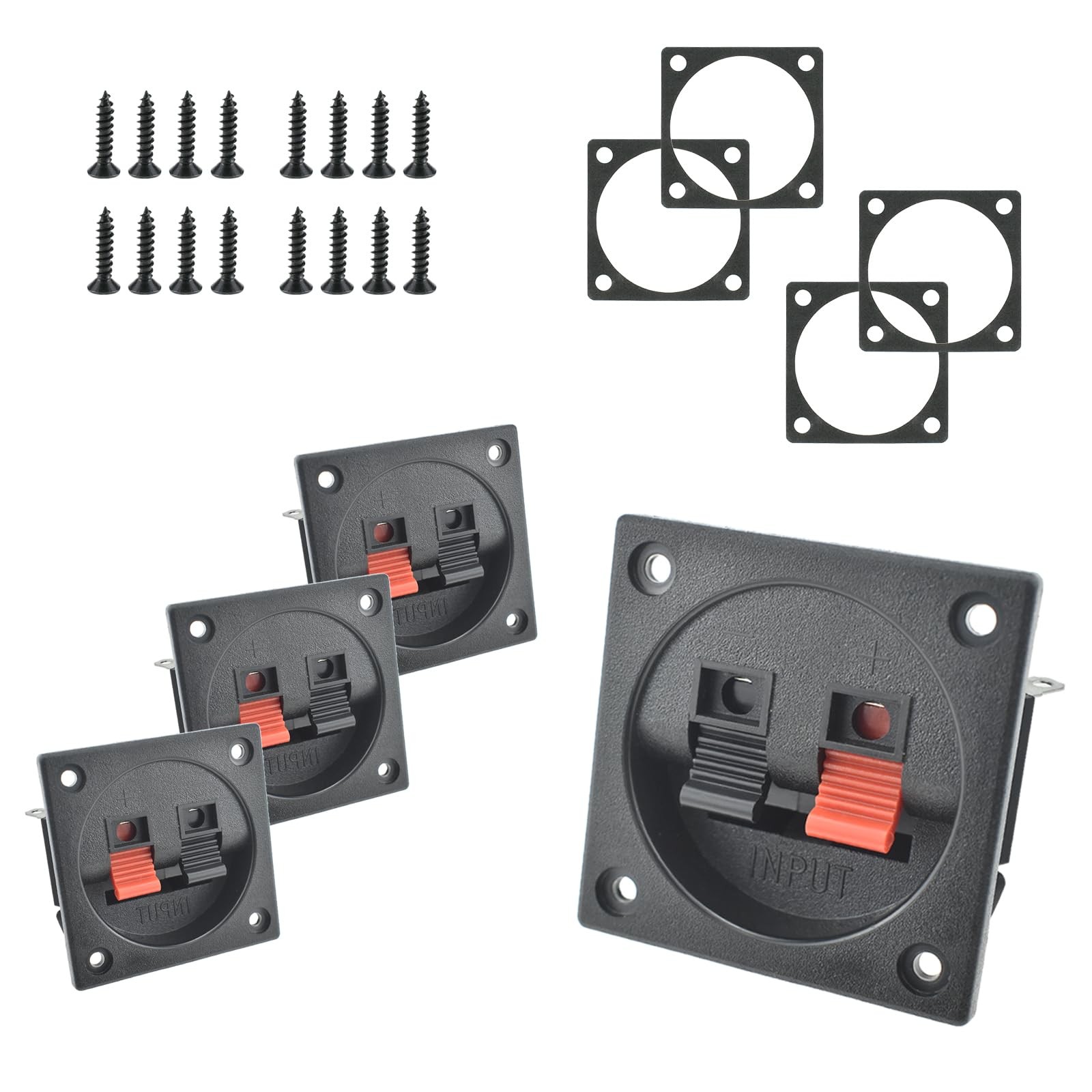 SATUY 4 Pcs Speaker Box Terminal Cup, 2.2” 2-Way Square -4pcs, Black