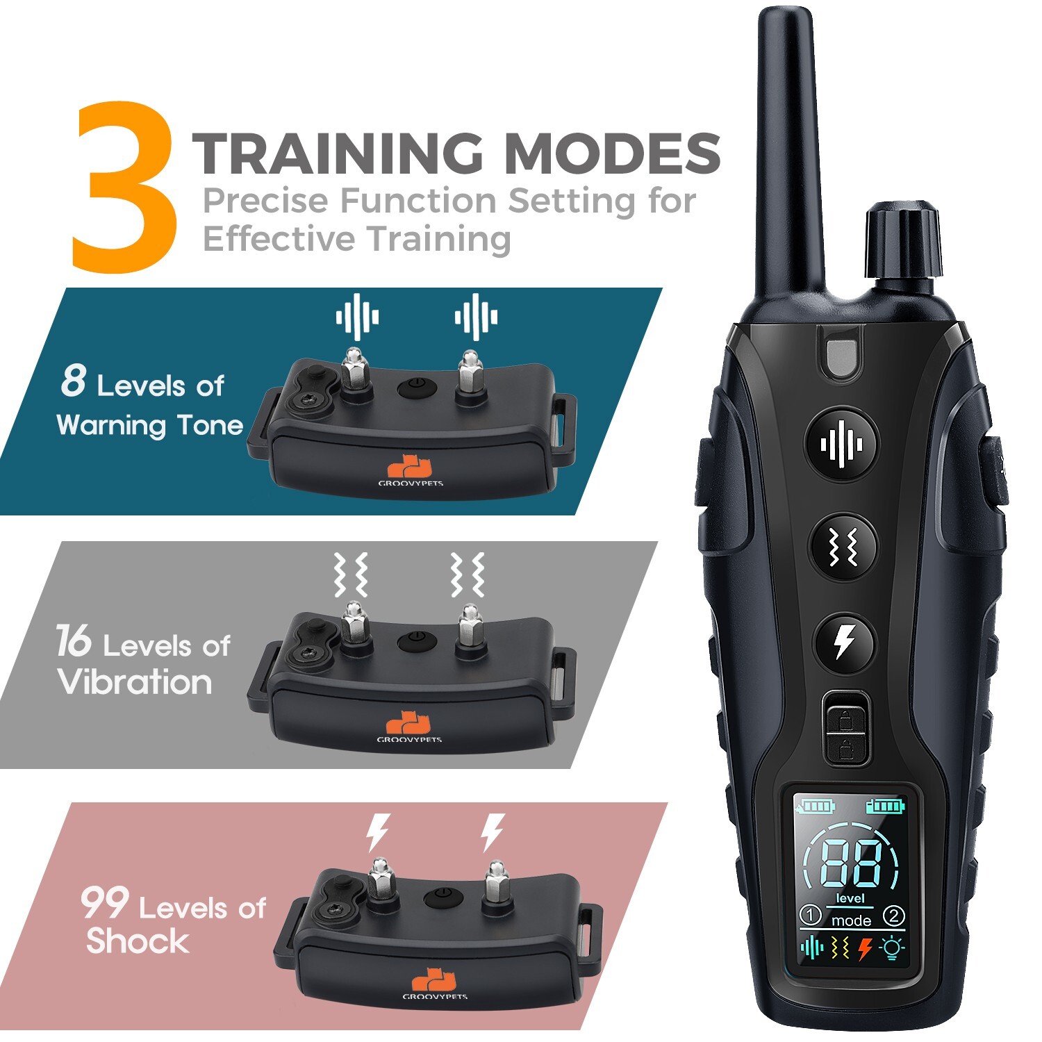 Color LCD 1100 Yd Remote Dog Training Shock Collar for Small Medium Large Dogs