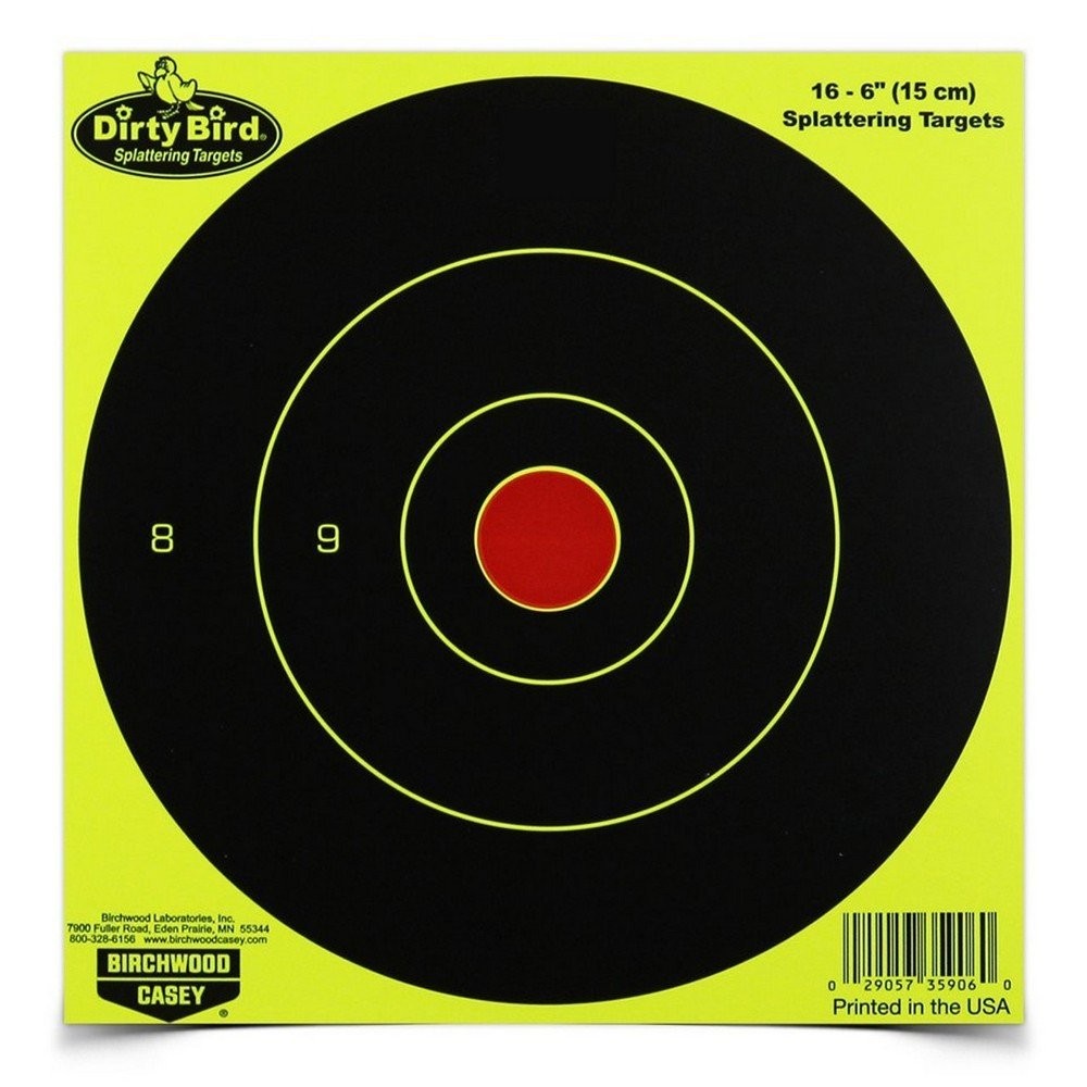 Birchwood Casey Dirty Bird 6 Inch Yellow Round Shooting Targets 16 Pack - 35906