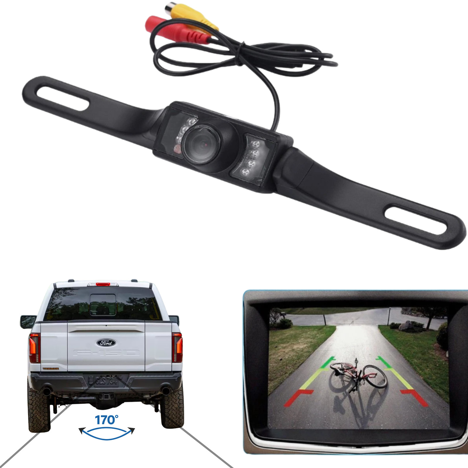 Rearview Backup Plate Camera for Boss BV850ACP Install Kit