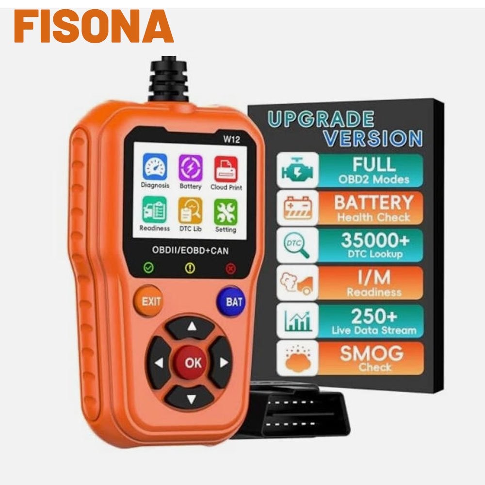 FISONA W12 OBD2 Code Reader Car Scanner Turn Engine Light Off Diagnostic Tool