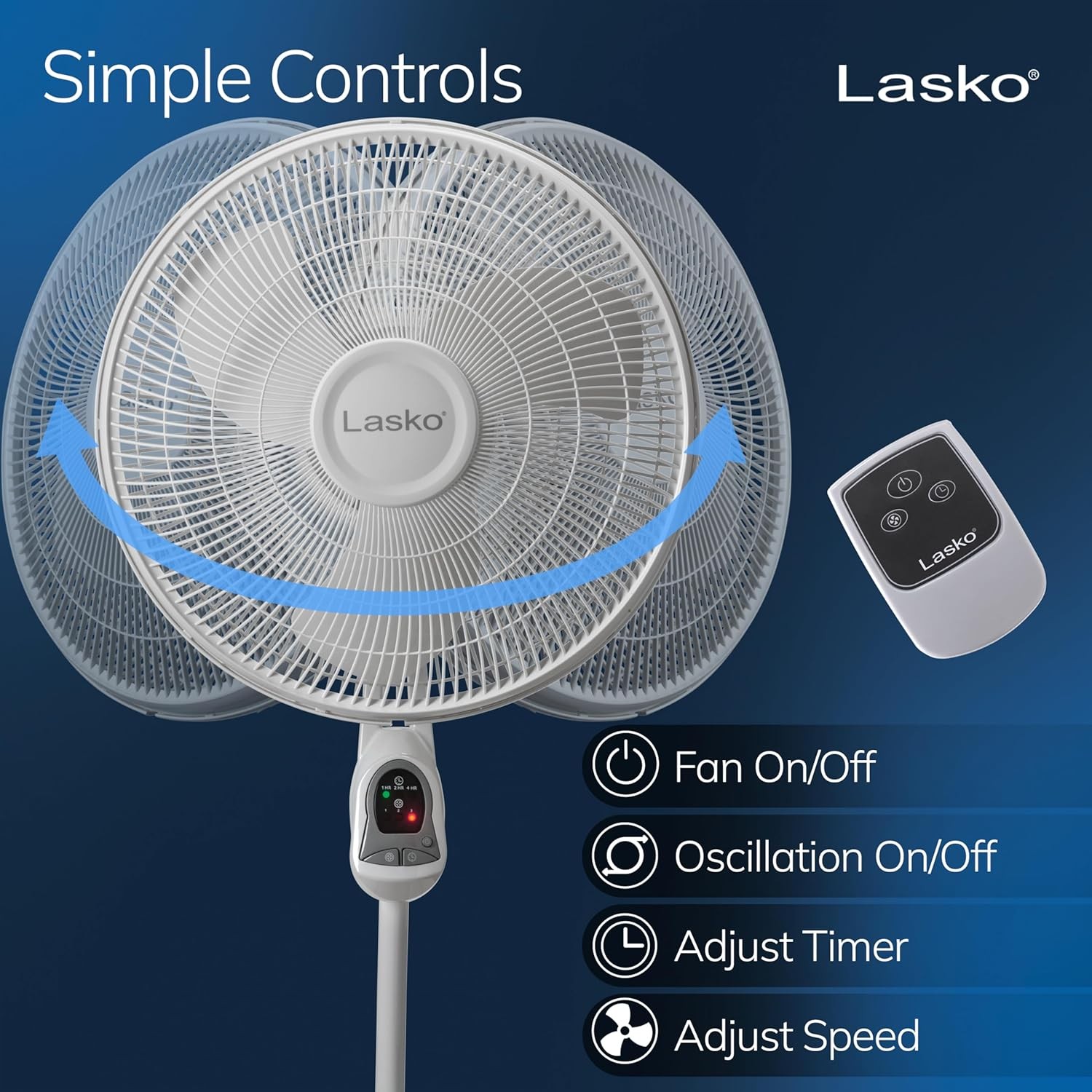 Oscillating Adjustable Pstal Stand Fan with Timer and Remote for