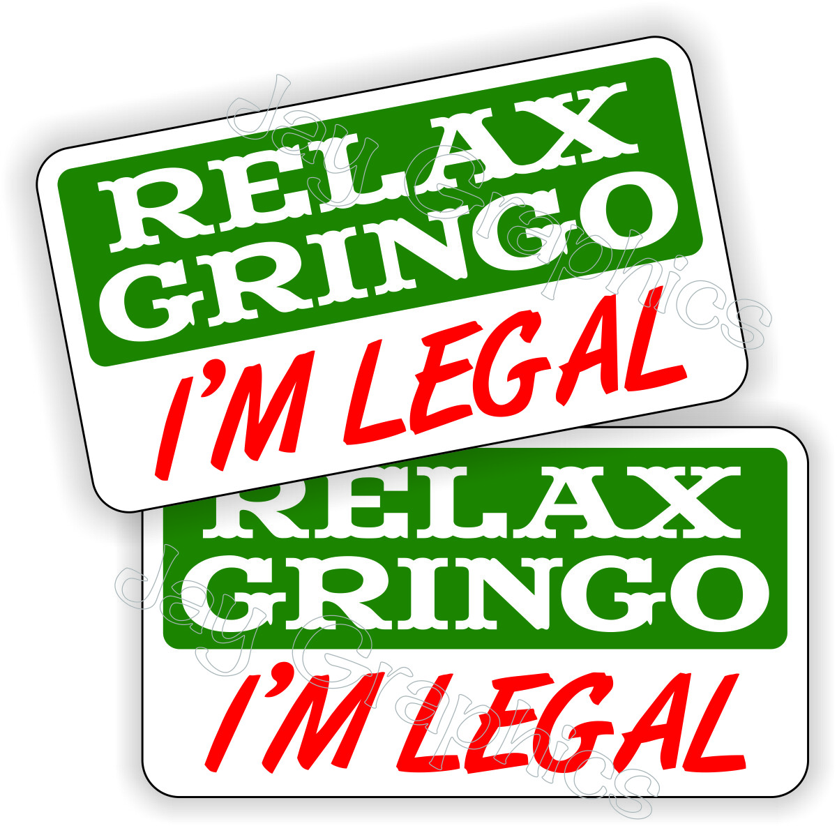 pair - Funny Mexican Hard Hat Stickers | Relax Gringo Im Legal Safety Decals MX