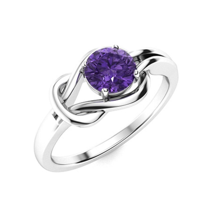 Sterling Silver Amethyst Stone Solitaire Prong Wedding Ethnic Trendy Ring