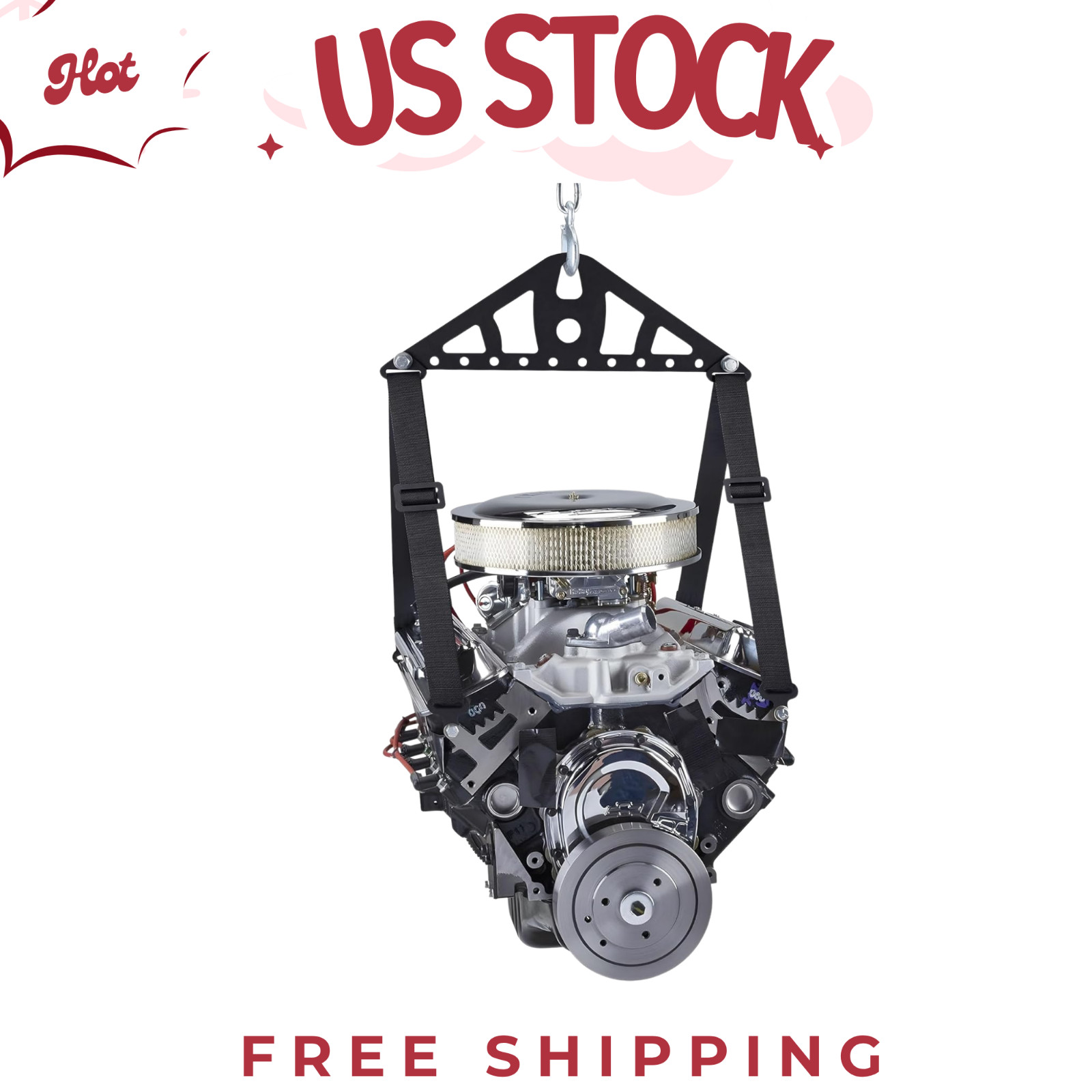 1200 lb Capacity Engine Sling - Adjustable 2/4 Point Lift with Carbon Steel