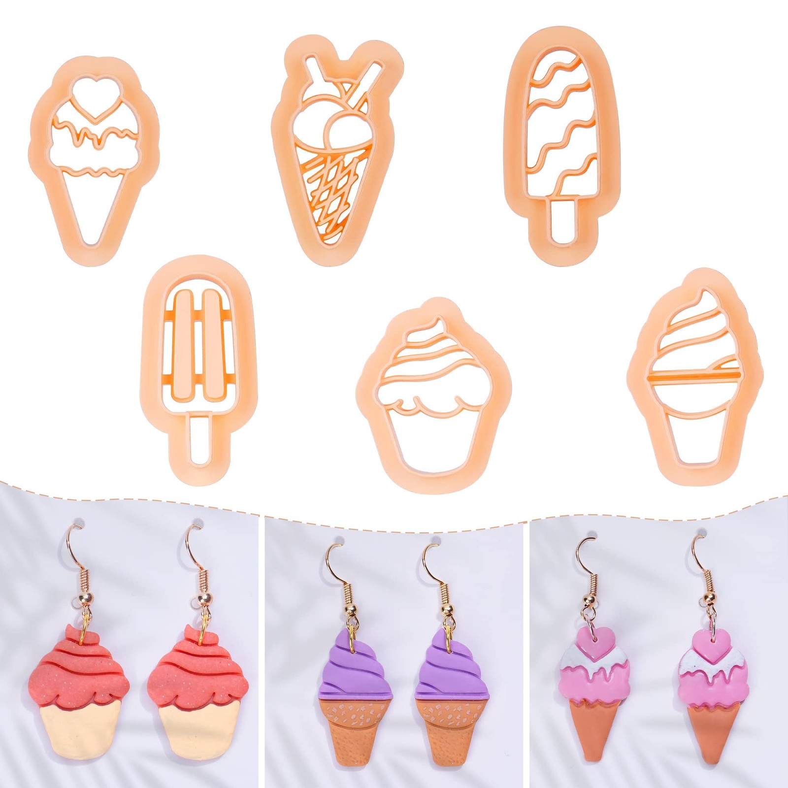 Puocaon Summer Lovin Clay Earring Cutters - 6 Shapes Clay Cutters for Polymer...