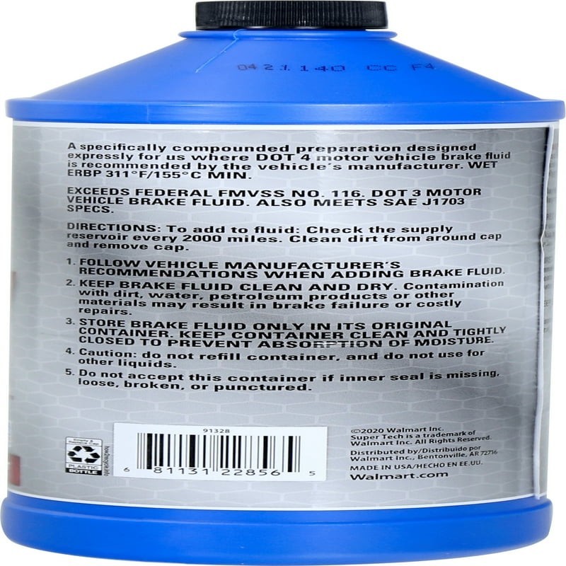 Super Tech DOT 4 Brake Fluid, Motor Vehicle, 32 fl oz