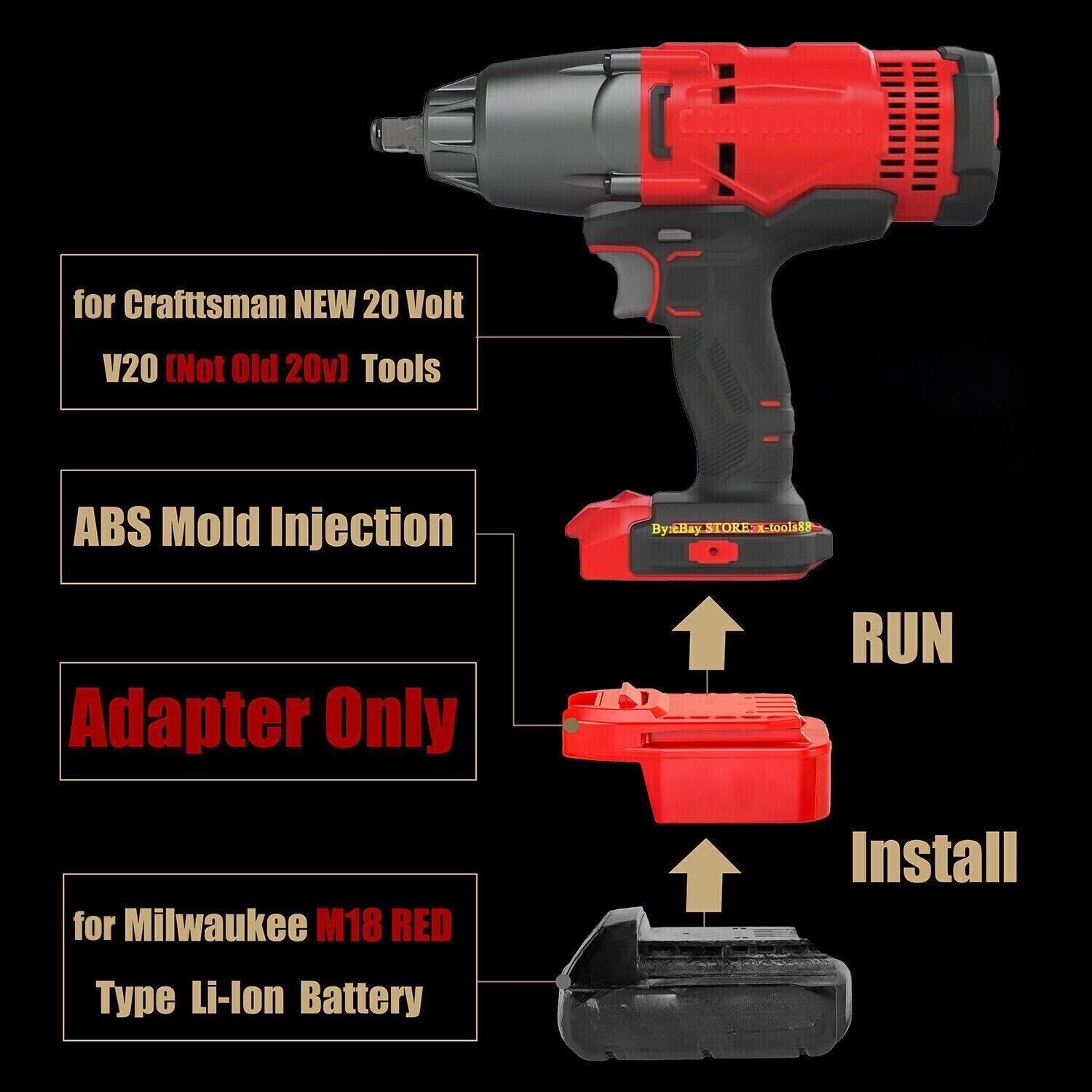 1x Adapter Upgarde for Craftsman NEW 20v V20 Tools To for Milwaukee M18 Battery