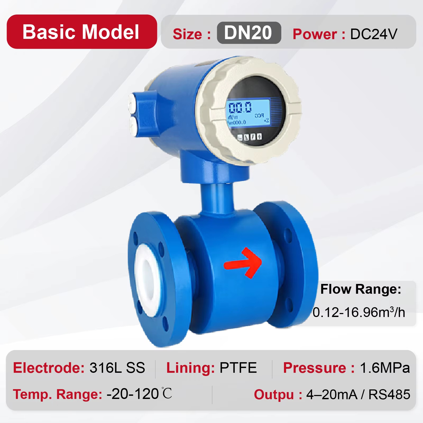 LDG Electromagnetic Flow Meter DN10-DN50 4-20mA RS485 Smart Integrated Magnetic