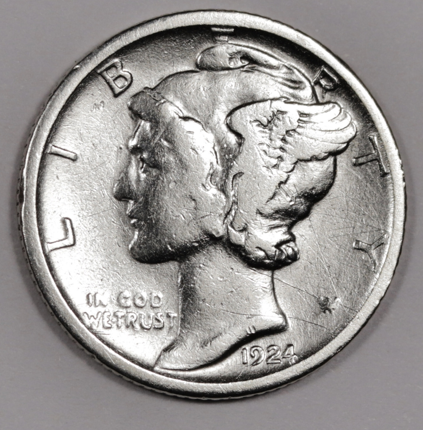 1924 Mercury Head Dime.  XF Detail.  204115