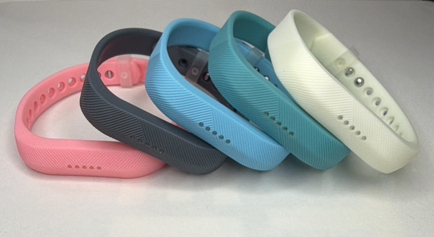 Fitbit Flex Silicone Adjustable Replacement Bands 5-Pack Pink Gray Blue Teal