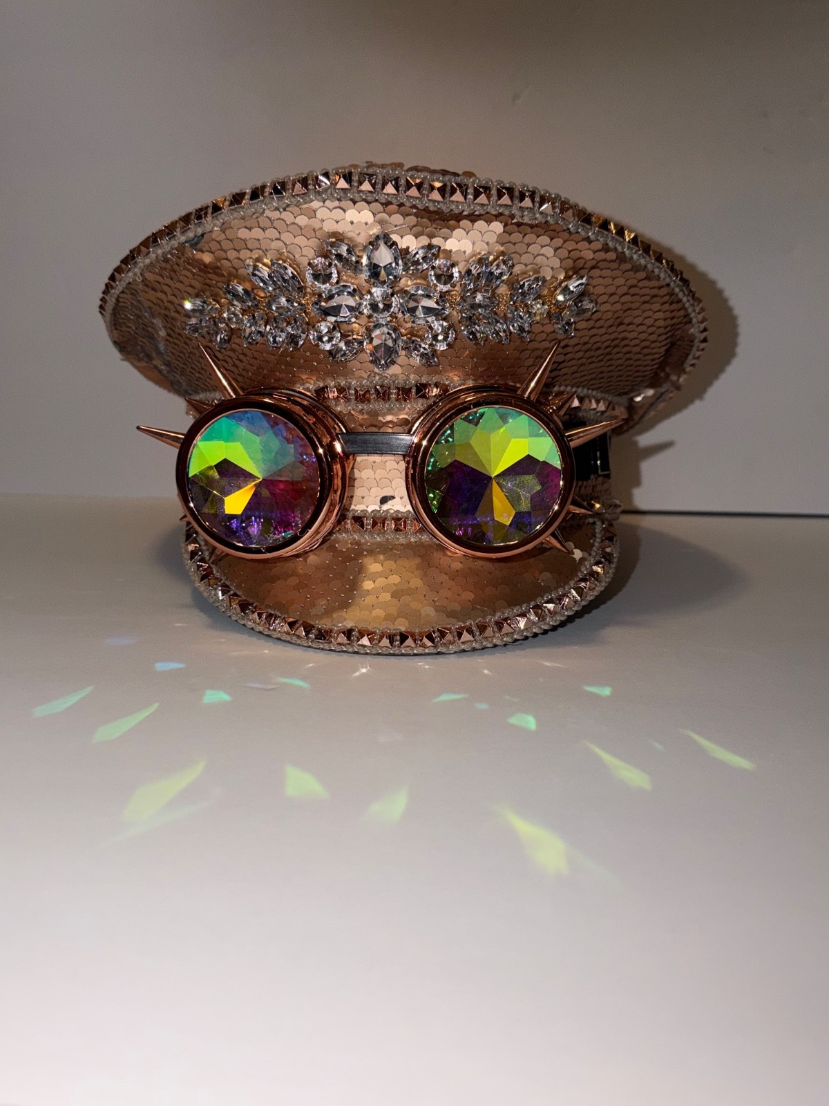Steampunk  Captain Hat, Rose Gold, Spikes Goggle NWT, NEVER WORN