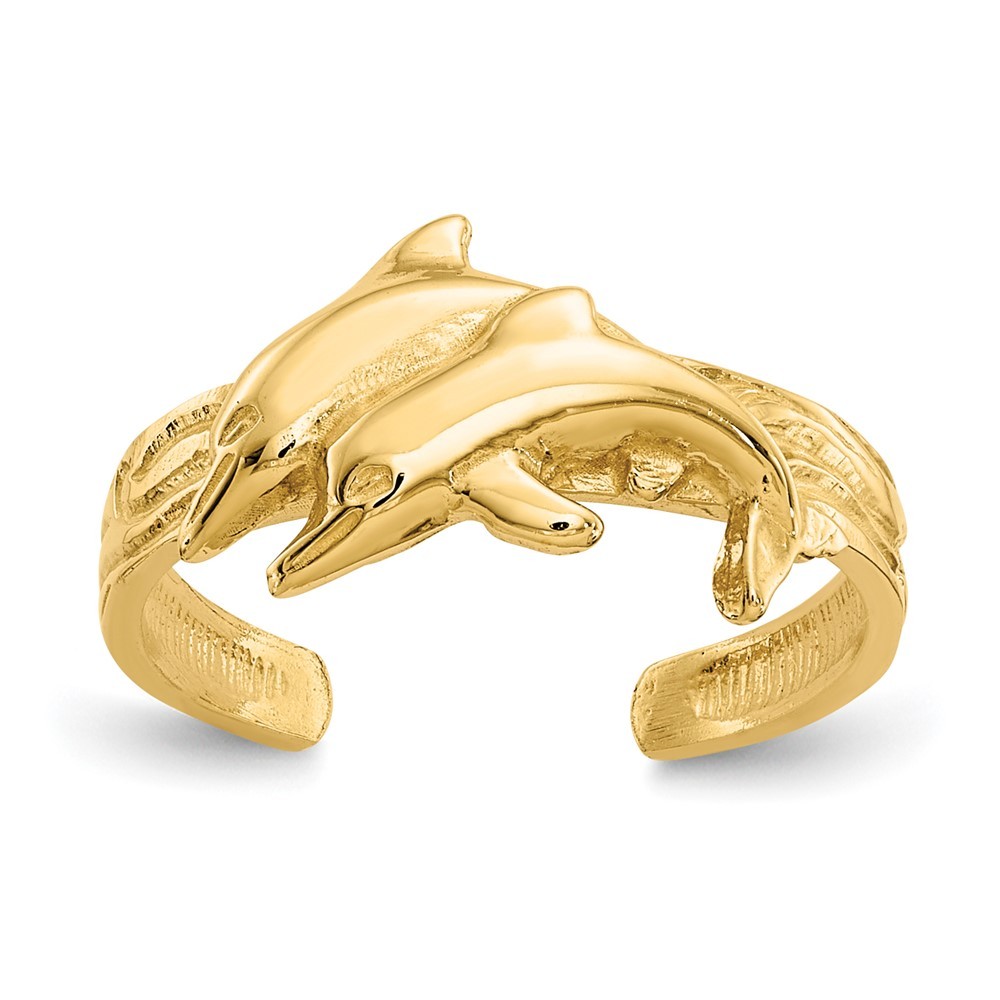 14K Yellow Gold Dolphin Shape Toe Ring