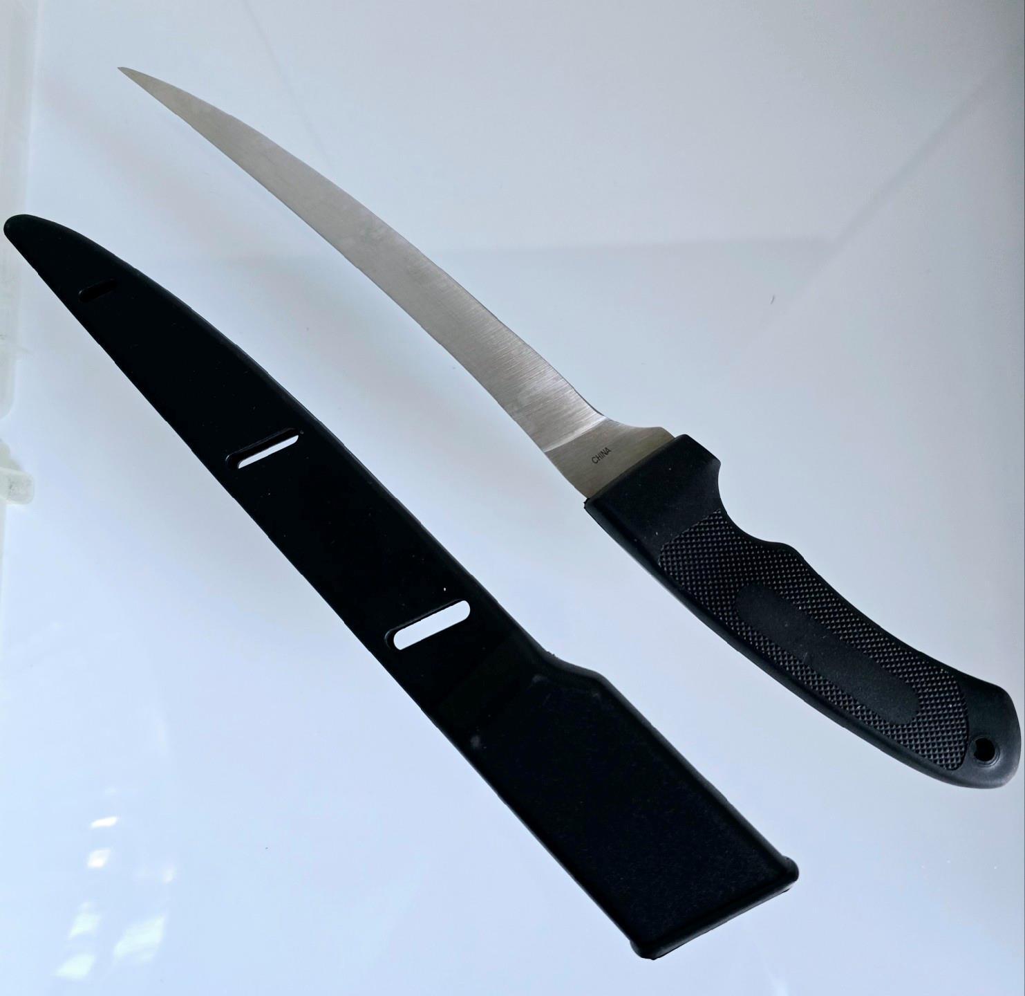 (Count of 2) Fishing Fillet Knife 7.5" Blade Length Flex Blade w/Sheath & Clip